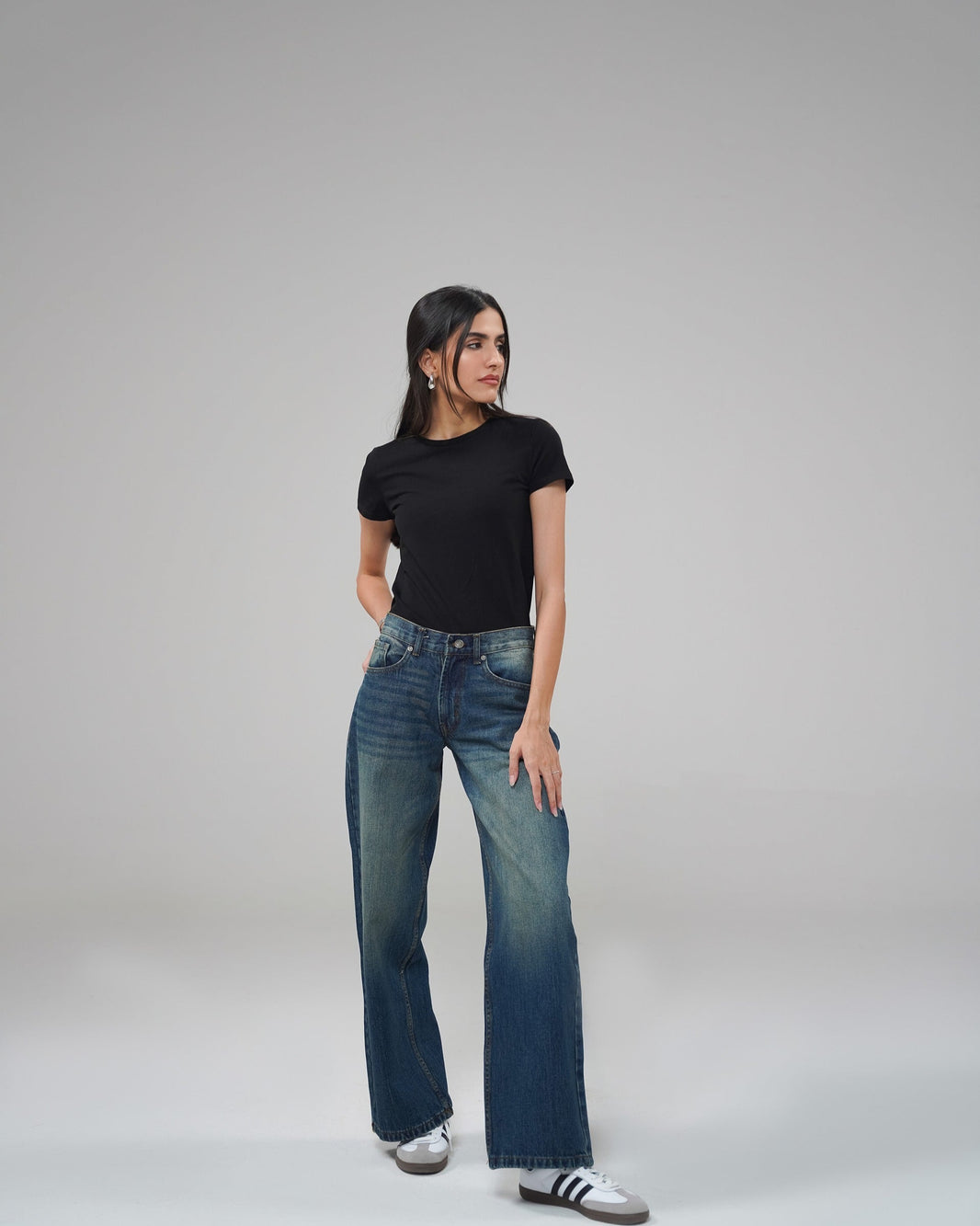 Khushposh Dark Blue Wide Leg, Low Rise